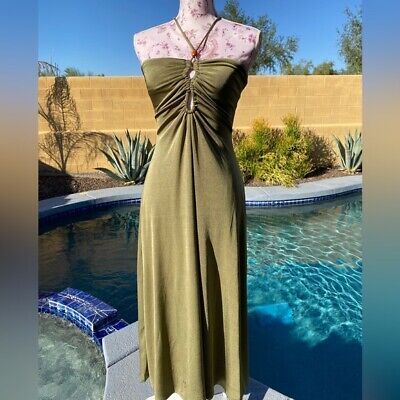 Jason Wu Army Green Stretch Halter Midi Dress Size M Jersey Beads NWT$310  | eBay | eBay US