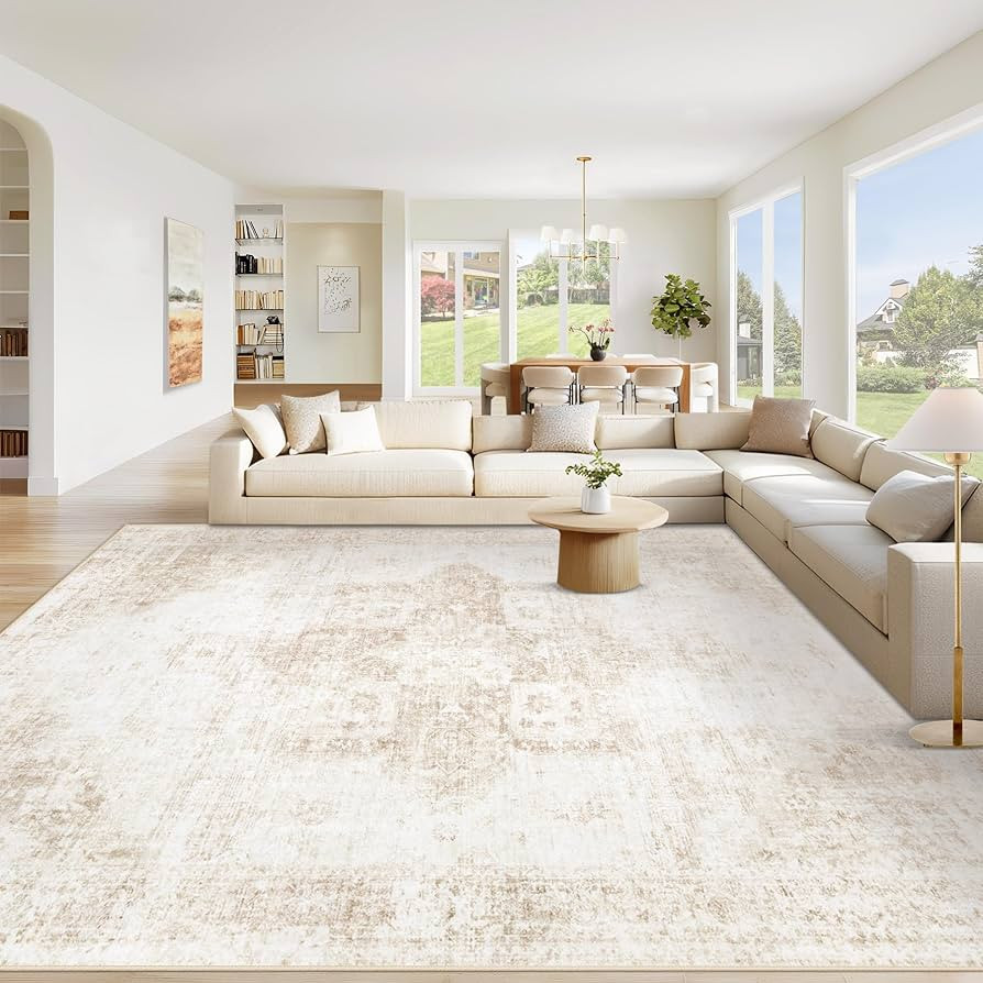 Area Rug 8x10 Washable Rug, Vintage Boho Medallion Rugs Non-Slip Soft Low Pile Large Distressed R... | Amazon (US)