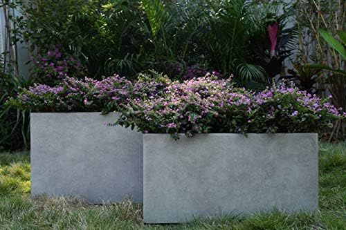 Kante RF0104AB-C80021 Set of 2 Lightweight Modern Rectangle Outdoor Planters, 31 and 23 Inch Long, N | Amazon (US)