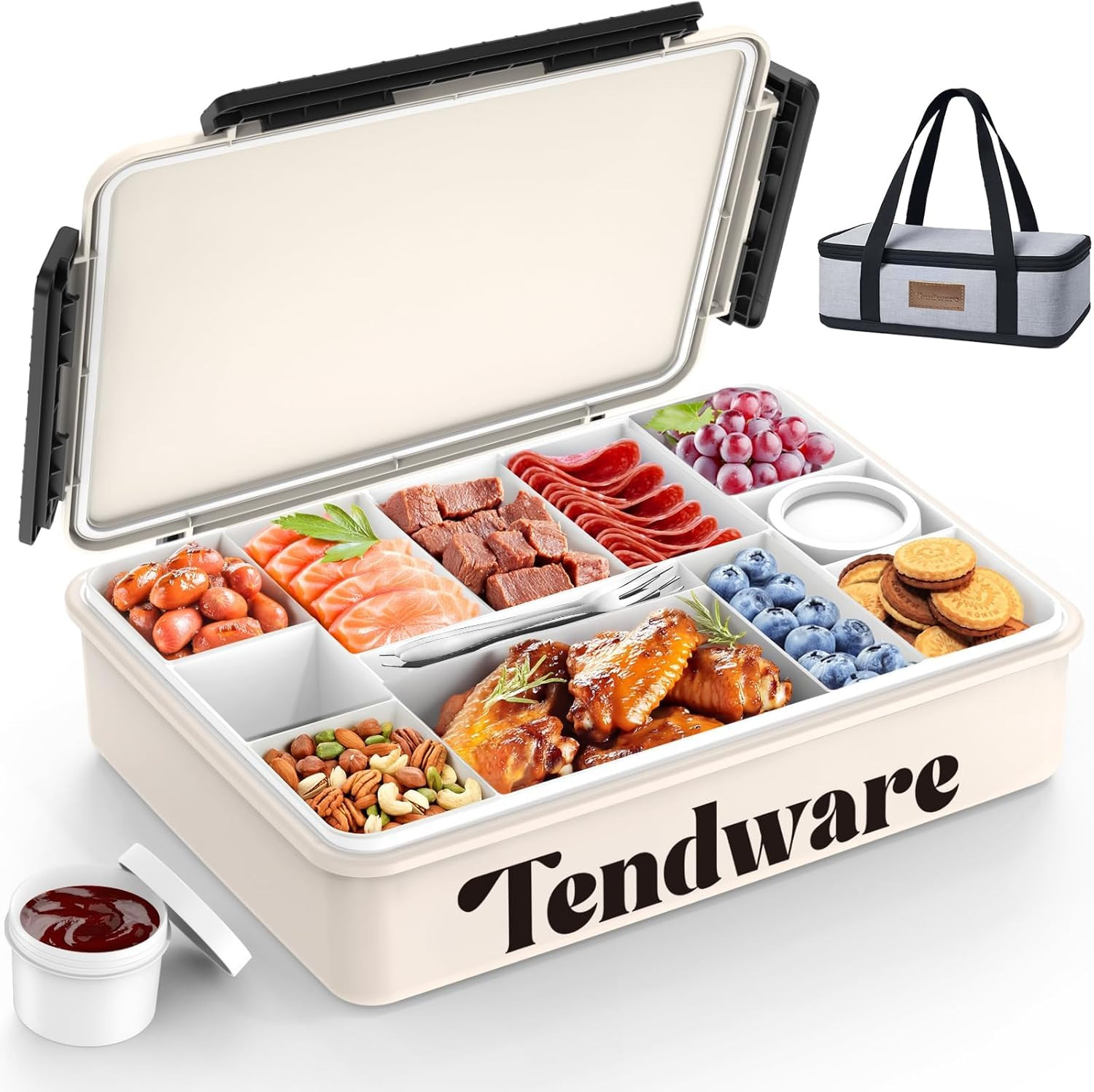 Chilled Portable Snackle Box Container, Beach Essentials for Summer, Divided Serving Tray with Re... | Amazon (US)