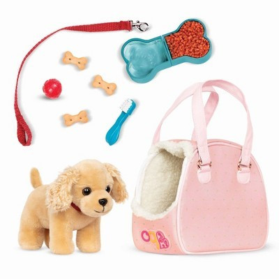 Our Generation Hop In Dog Carrier & Pet Plush Puppy for 18" Dolls: Doll Accessories with Leash & Collar Set | Target