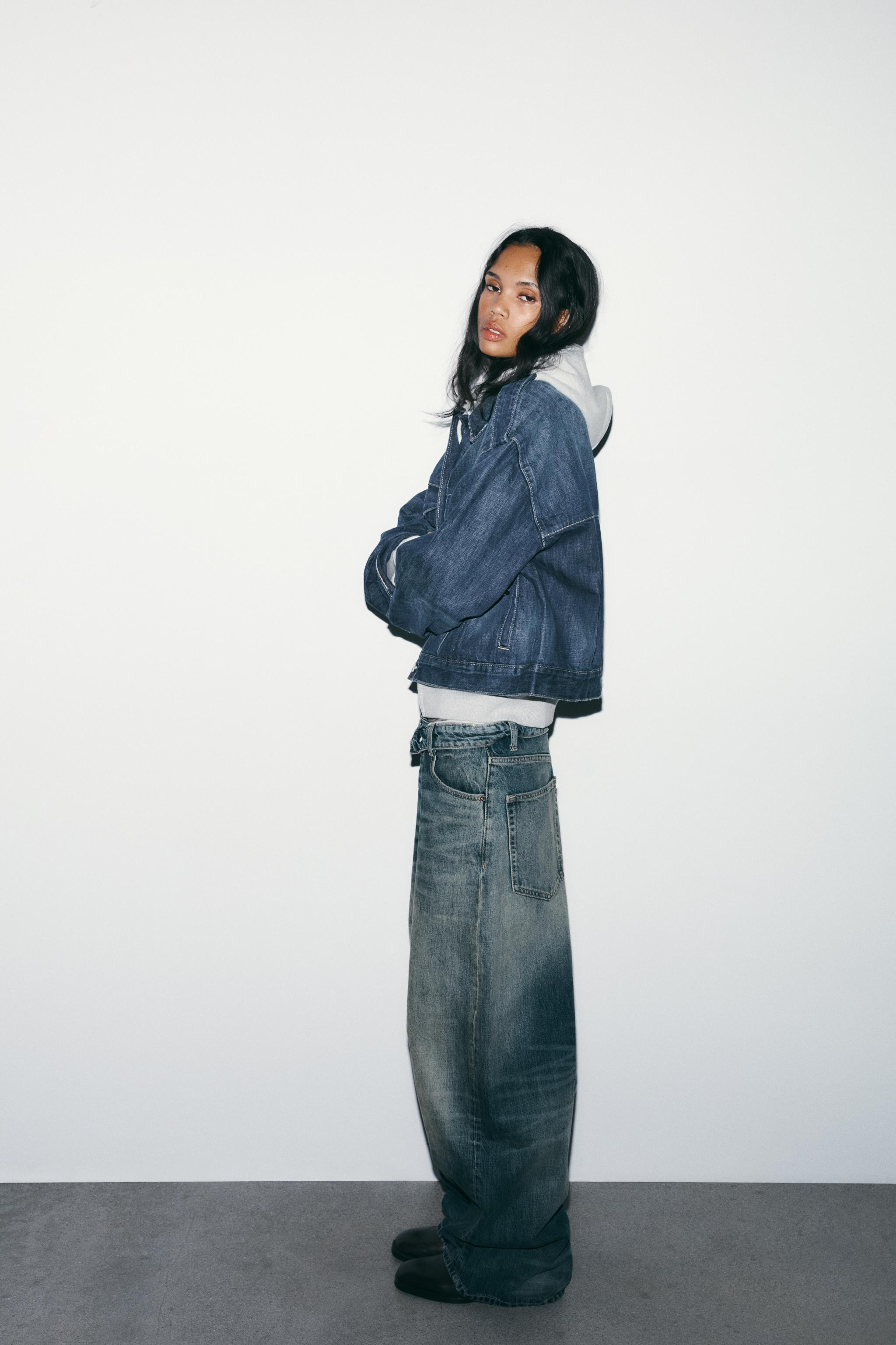 TRF MID-RISE FOLDED WAIST JEANS | Zara US