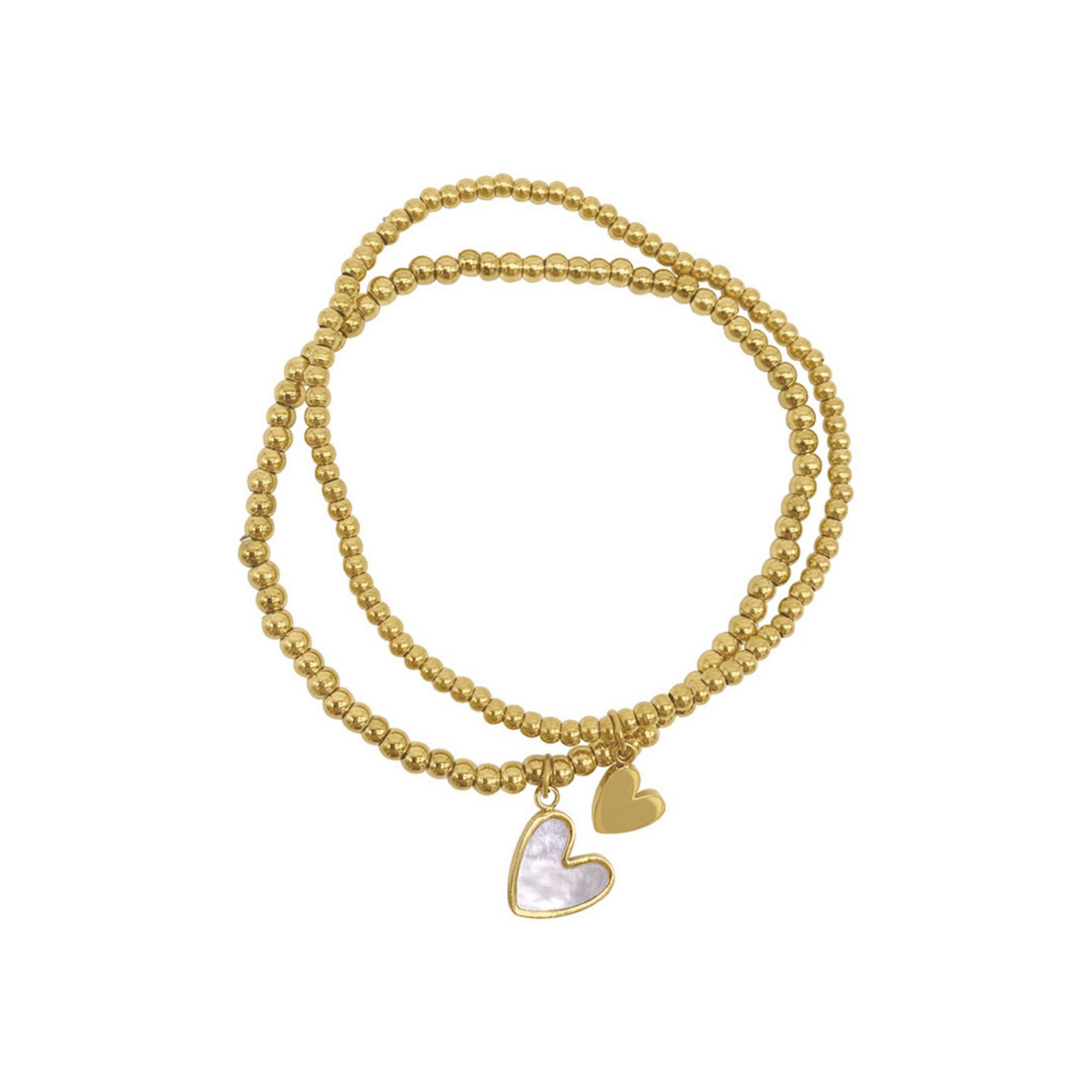 Adornia Stainless Steel & Mother Of Pearl of Heart Ball Bracelets Dual Set | Kohl's