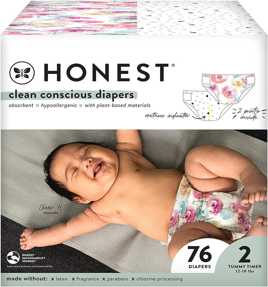 The Honest Company Clean Conscious Diapers | Plant-Based, Sustainable | Young At Heart + Rose Blo... | Amazon (US)