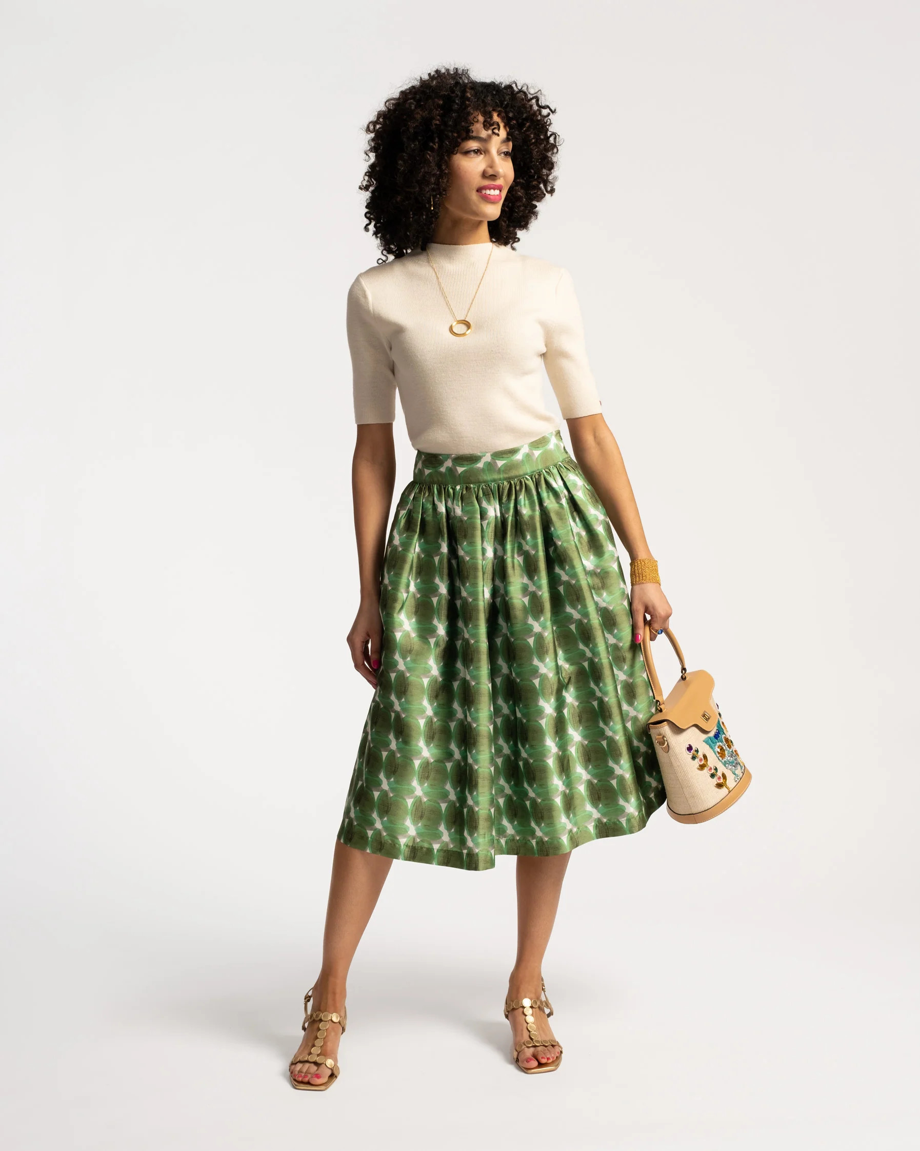 Barbara Midi Skirt Juniper Print | Frances Valentine