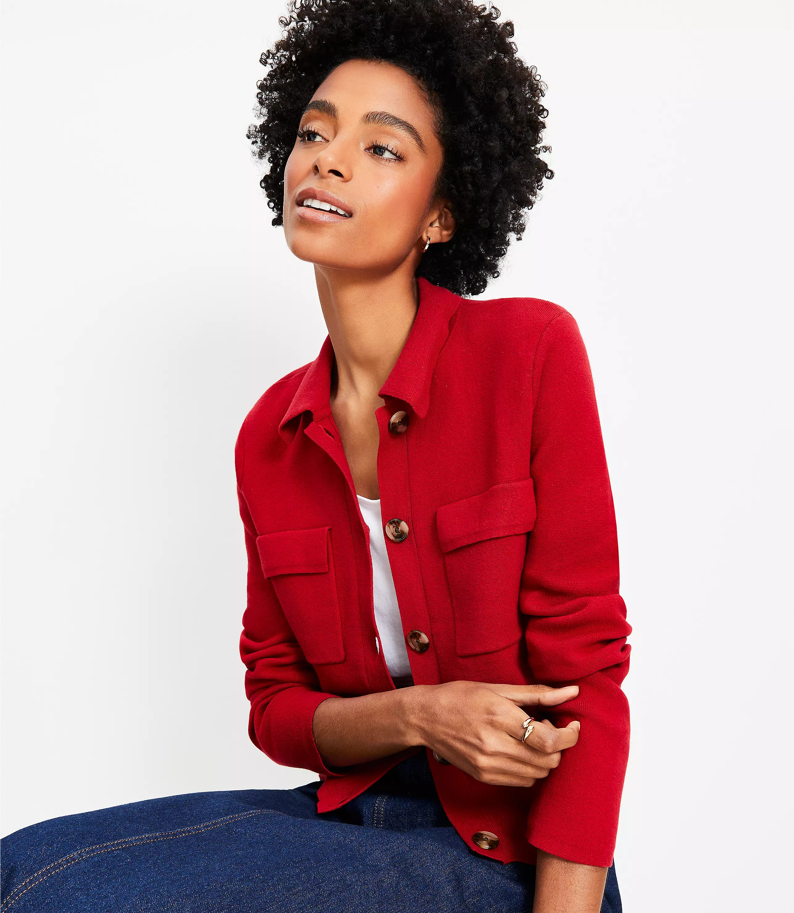 Collared Sweater Jacket | LOFT