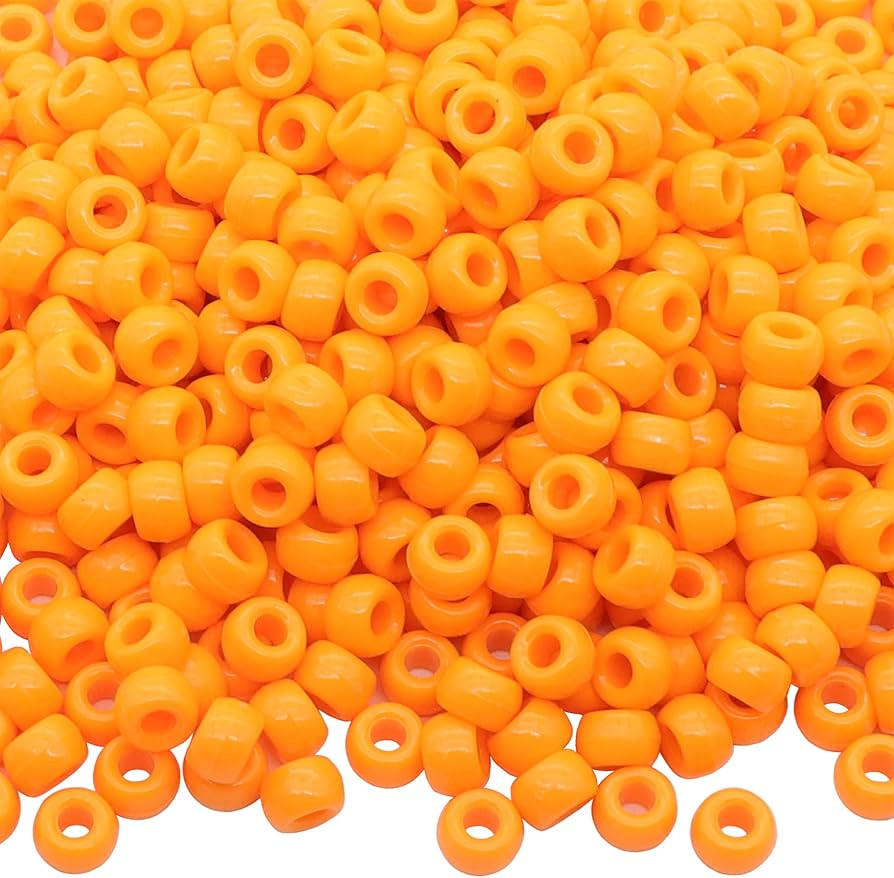 1000Pcs Pony Beads Bracelet 9mm Orange Plastic Barrel Pony Beads for Necklace,Hair Beads for Brai... | Amazon (US)