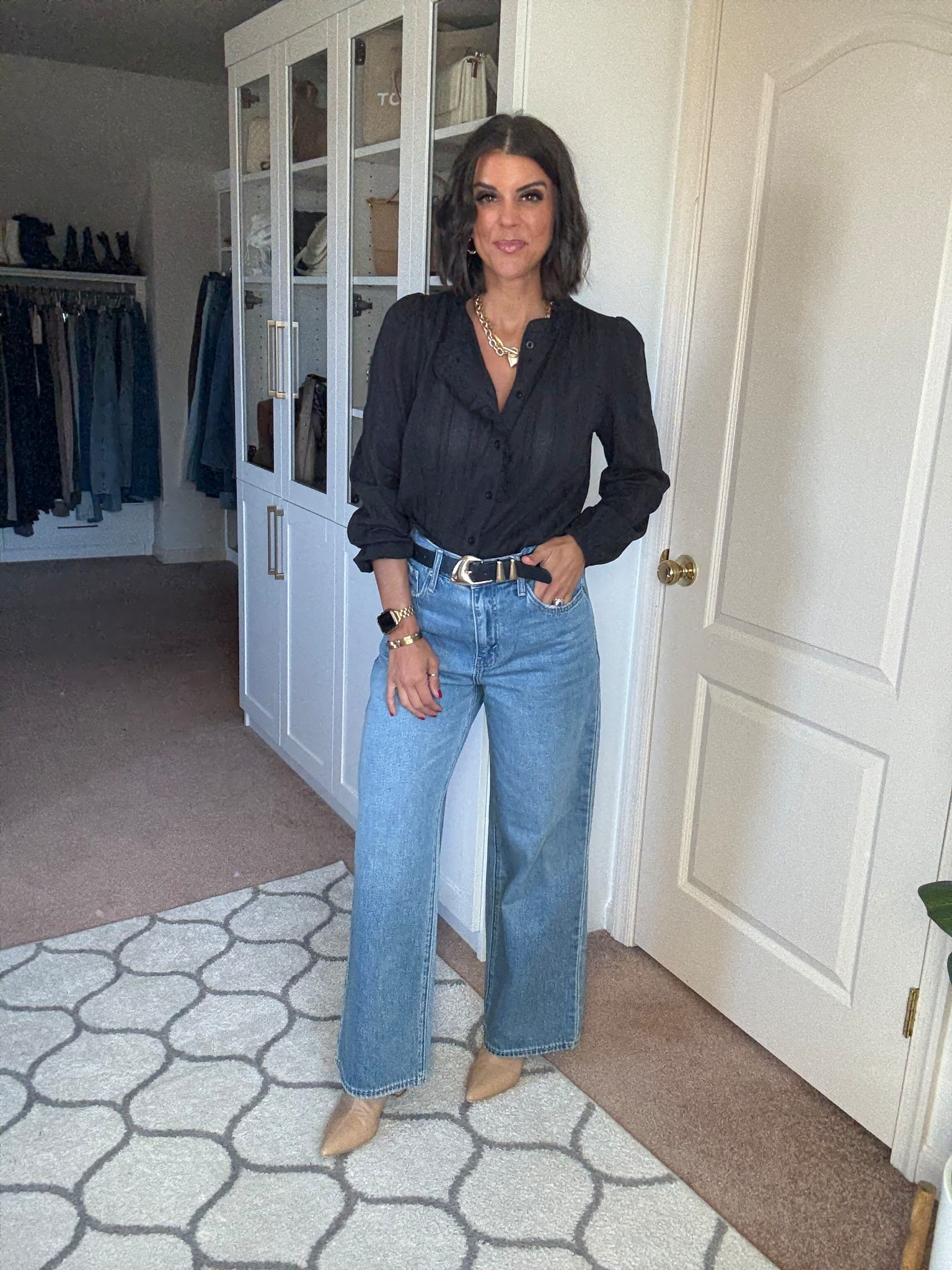 Size small in blouse jeans fit tts 

#LTKSeasonal #LTKFindsUnder100