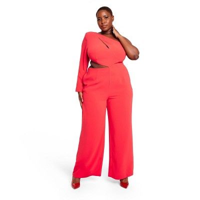 Women's One Shoulder Cut-Out Jumpsuit - Sergio Hudson x Target Red | Target