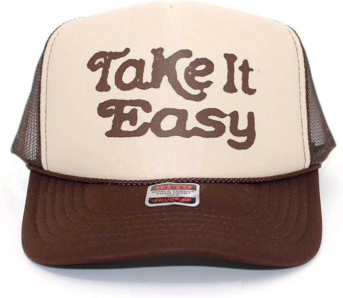 Take It Easy Original Trucker Hat - Trendy Vintage Graphic Y2K Trucker Cap for Men and Women | Amazon (US)
