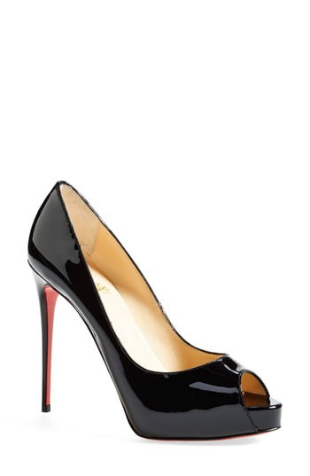 Women's Christian Louboutin 'Prive' Open Toe Pump, Size 7US / 37EU - Black | Nordstrom