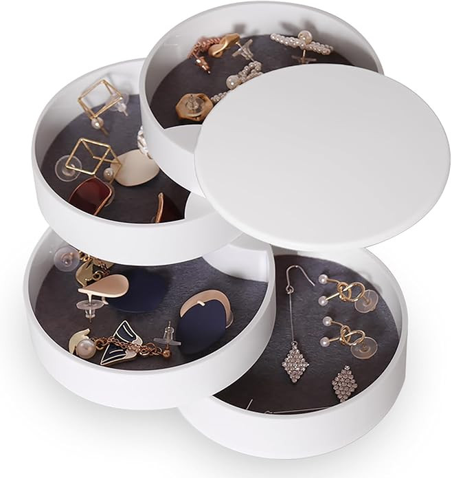 CONBOLA Jewelry Organizer, Small Jewelry Storage Box Earring Holder for Women, 5-Layer Rotating T... | Amazon (US)