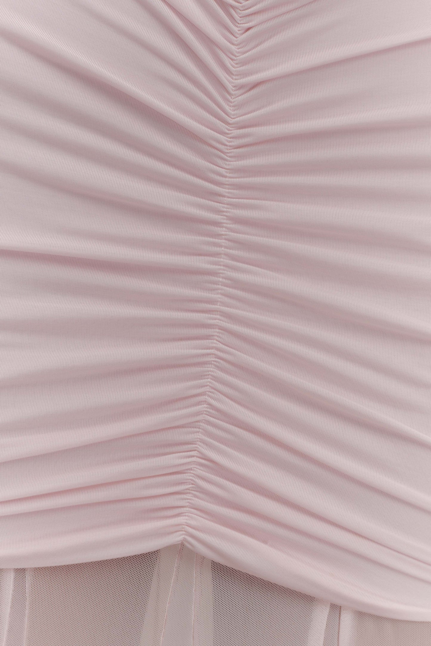 Slinky And Mesh Off Shoulder Maxi Dress - Pale Pink | MESHKI US