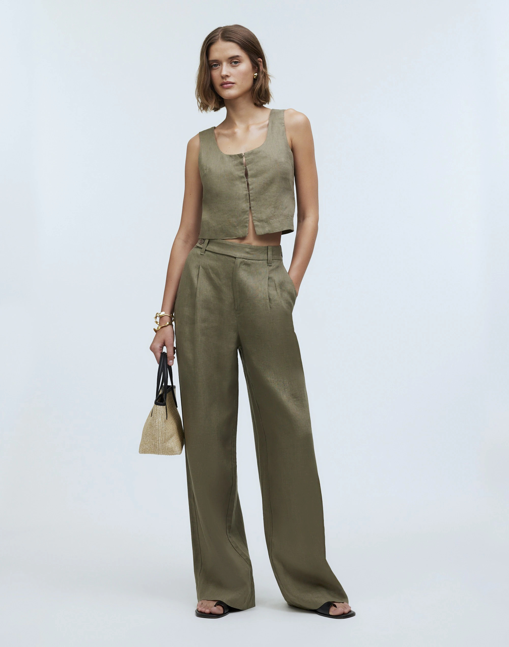 The Harlow Wide-Leg Pant in 100% Linen | Madewell | Madewell