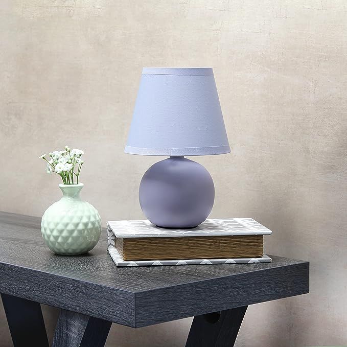 Simple Designs LT2008-PRP Mini Ceramic Globe Table Lamp, Purple | Amazon (US)
