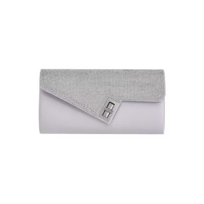 Lady Couture Vanessa, Chic Rhinestone And Satin Envelope Clutch Bag, Silver | Belk