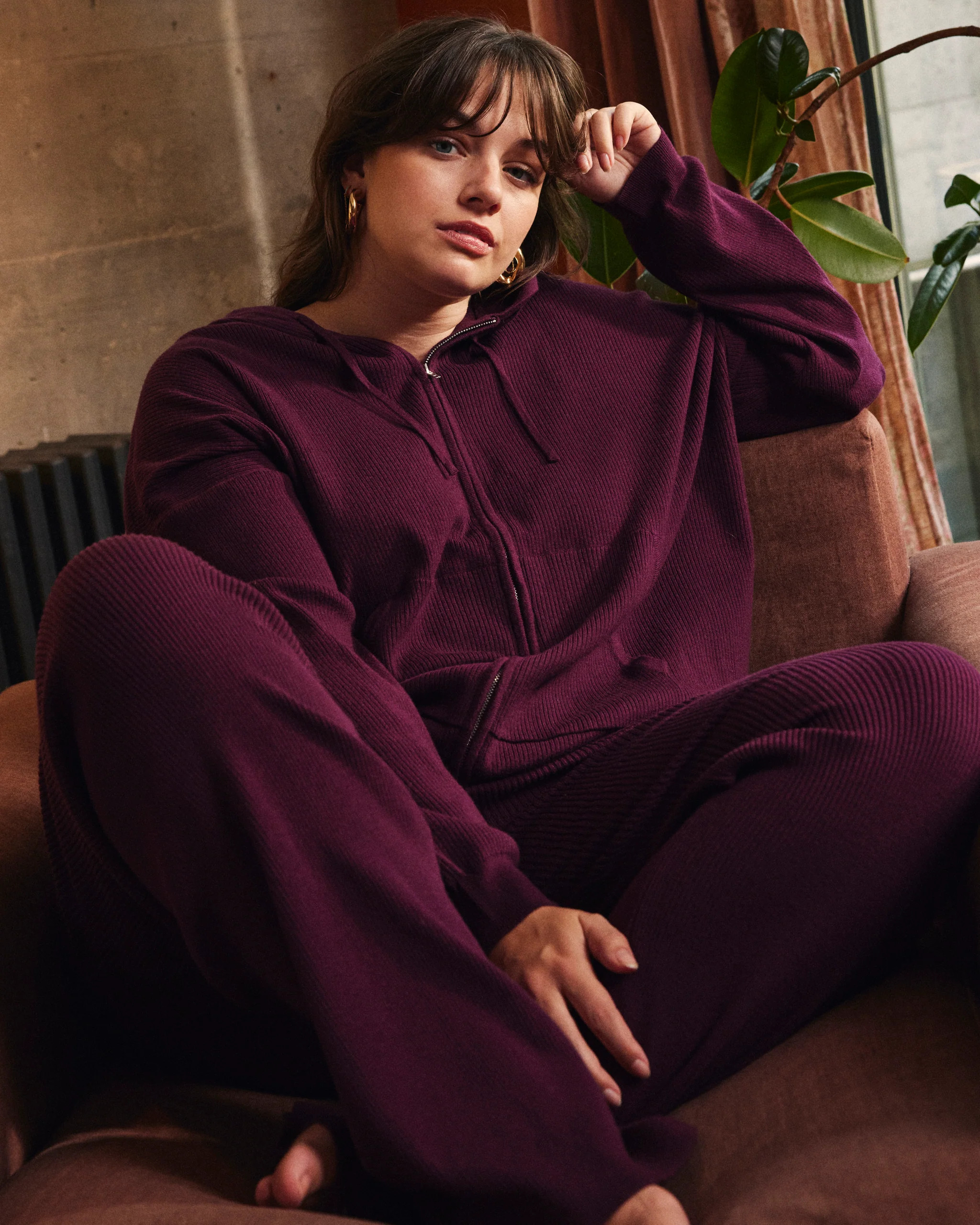 Knitted Mila Zip HoodieAcai$1384 interest-free payments of $35 with Affirm2 reviews | Universal Standard