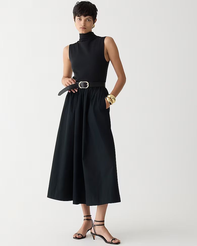 Fitted knit mockneck dress with poplin skirt | J.Crew US