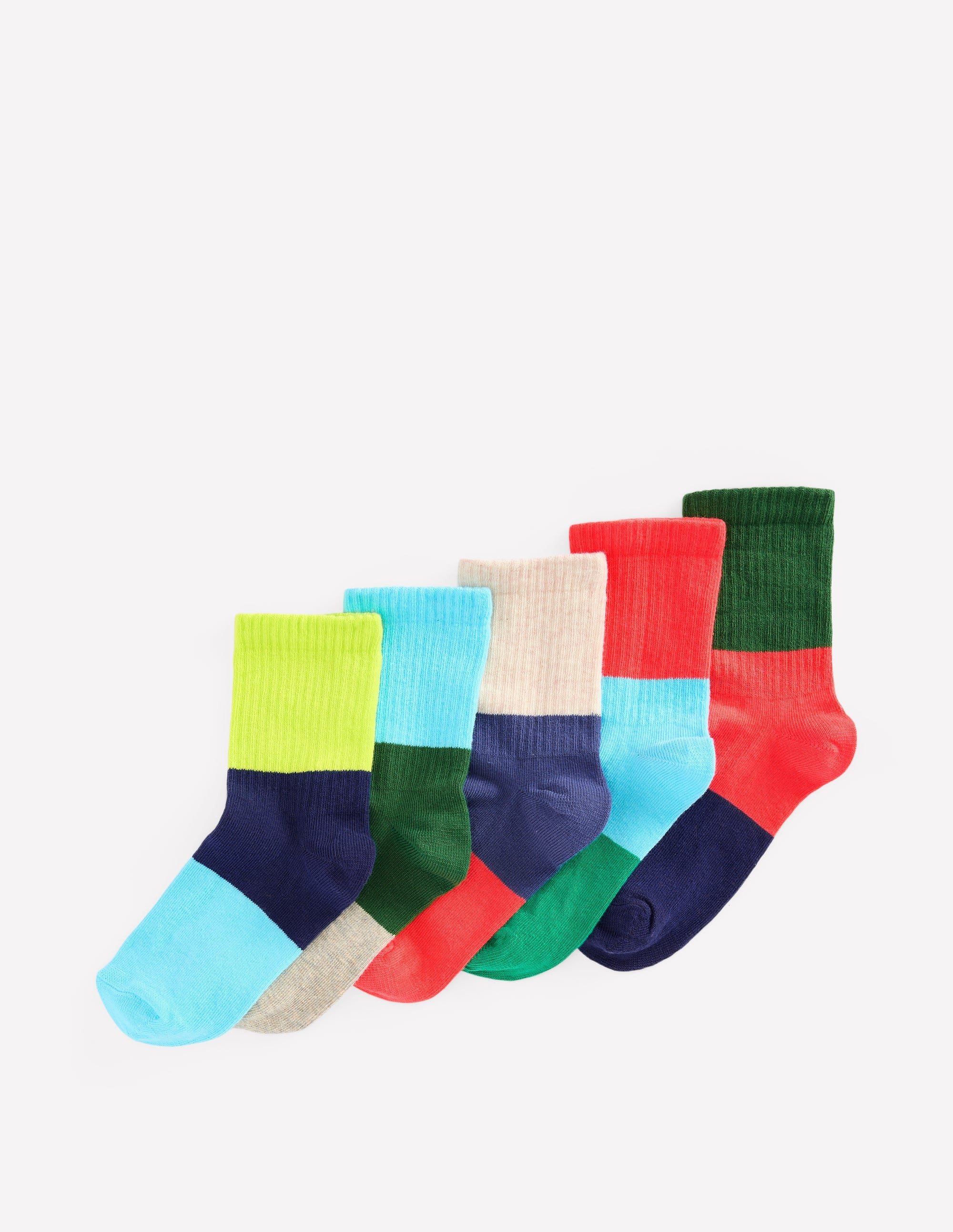 Boys Ribbed Socks 5 Pack-Colour Block | Boden UK