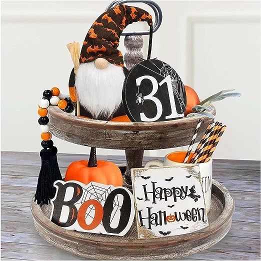 Halloween Decor - Halloween Decorations - BOO Happy Halloween Wooden Signs - Cute Gnomes Plush an... | Amazon (US)