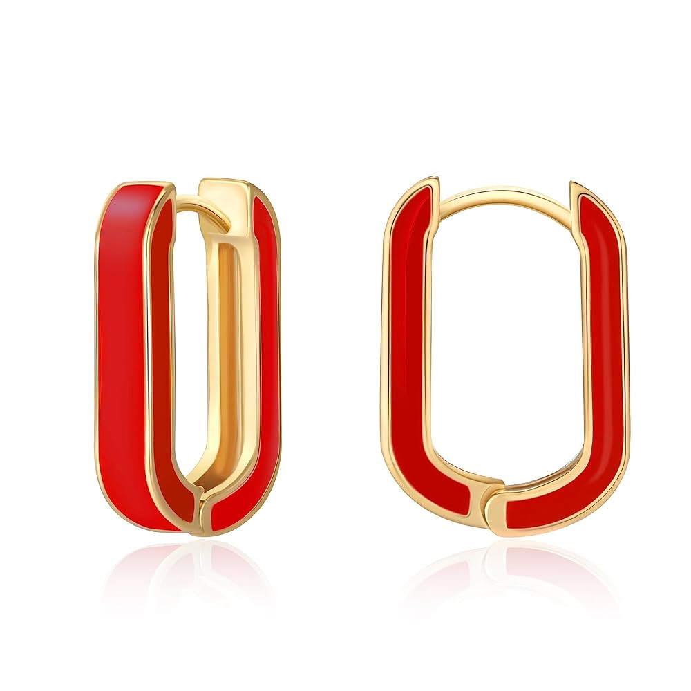 Huggie Hoop Earrings for Women, 18K Gold Plated Colorful Enamel Huggie Earrings Small Hypoallerge... | Amazon (US)