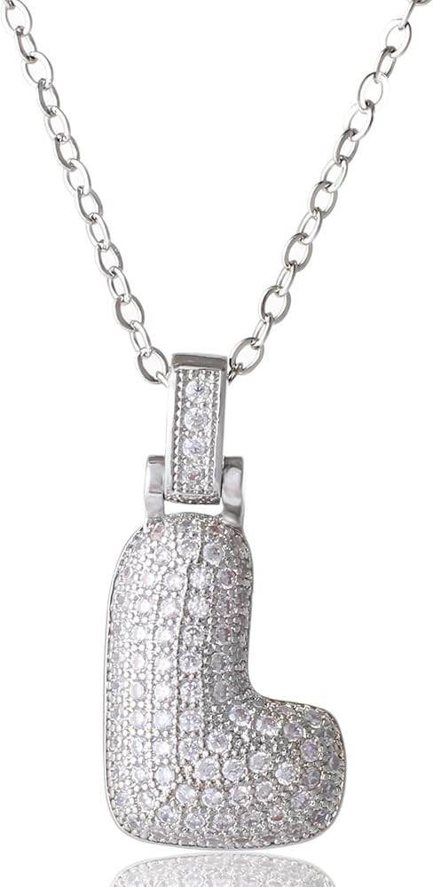KELMALL Women's Iced Out Bubble Initial Letter Alphabet Pendant, Diamond Zirconia Chunky Name Nec... | Amazon (US)