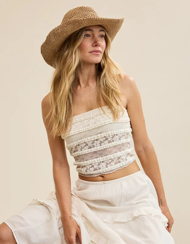 Aerie Shimmer Straw Cowboy Hat | Aerie