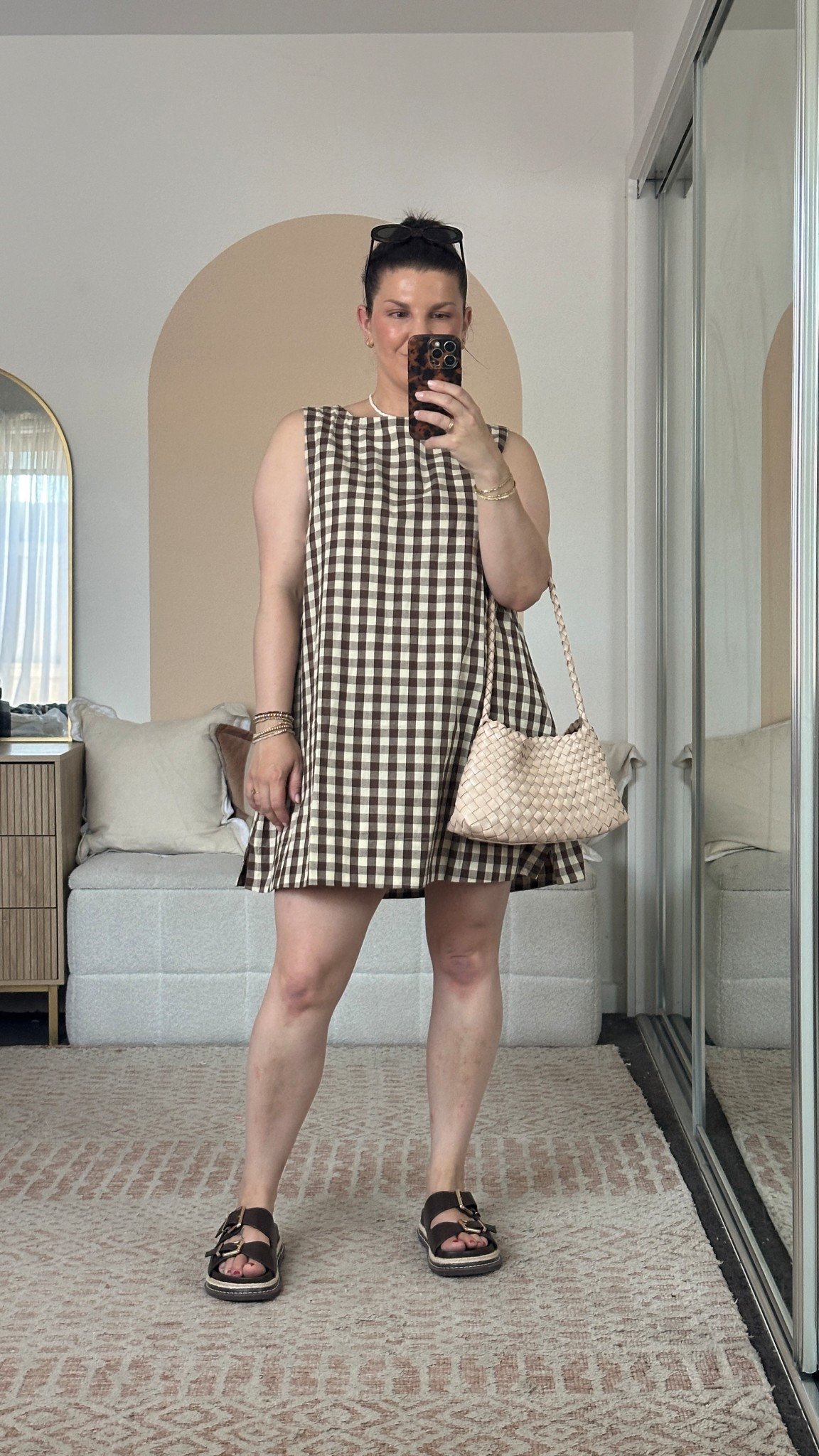 VRG GRL Aftersun mini in brown check, wearing a size 10.



#LTKaustralia #LTKsummer #LTKstyletip