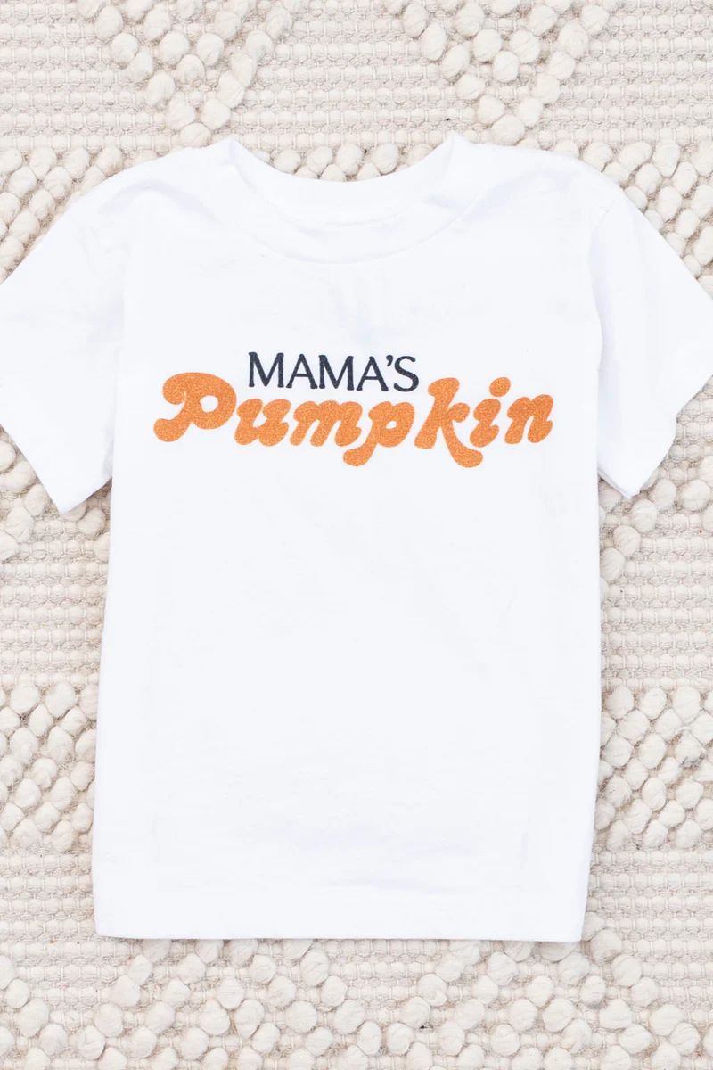 Mama's Pumpkin Orange Baby White Graphic Tee | The Pink Lily Boutique