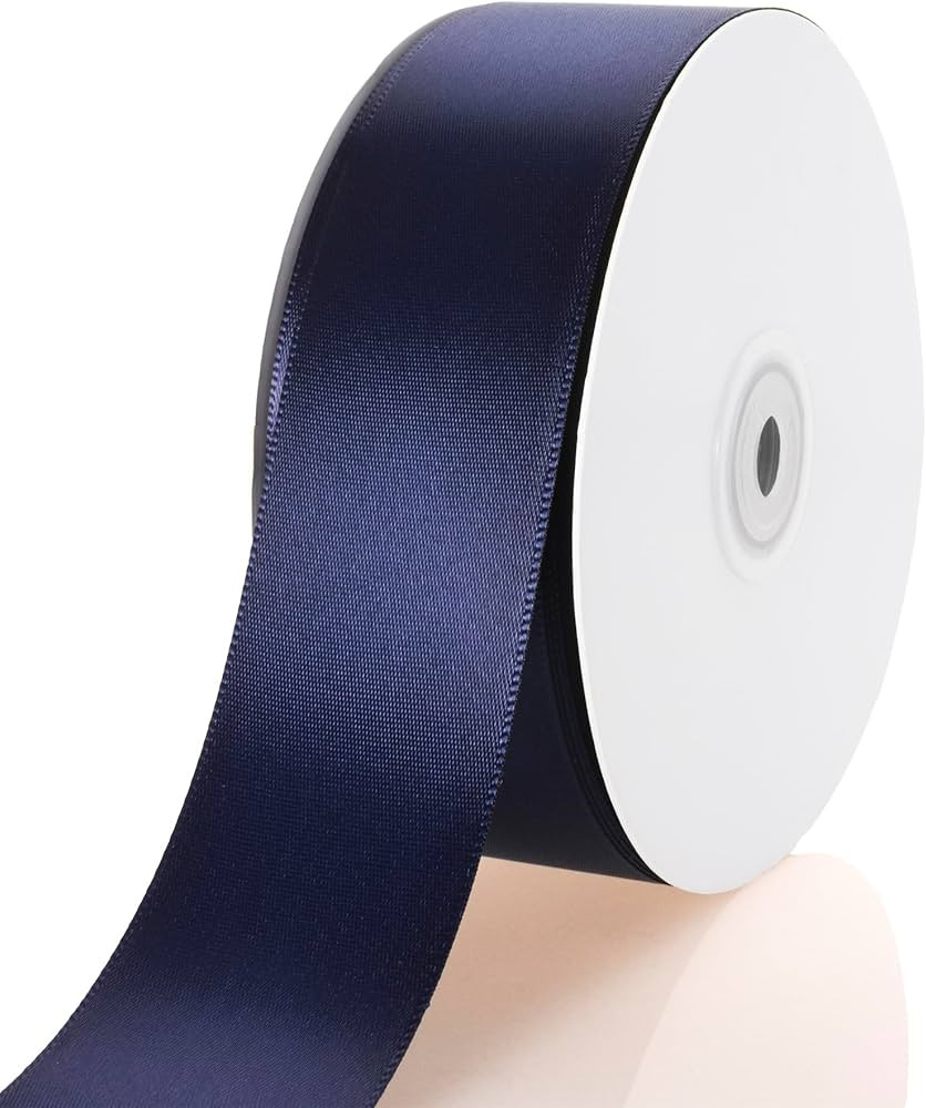 1-1/2 Inch Navy Blue Ribbon, 50 Yards Craft Polyester Satin Ribbon Perfect for Gift Wrapping, Han... | Amazon (US)
