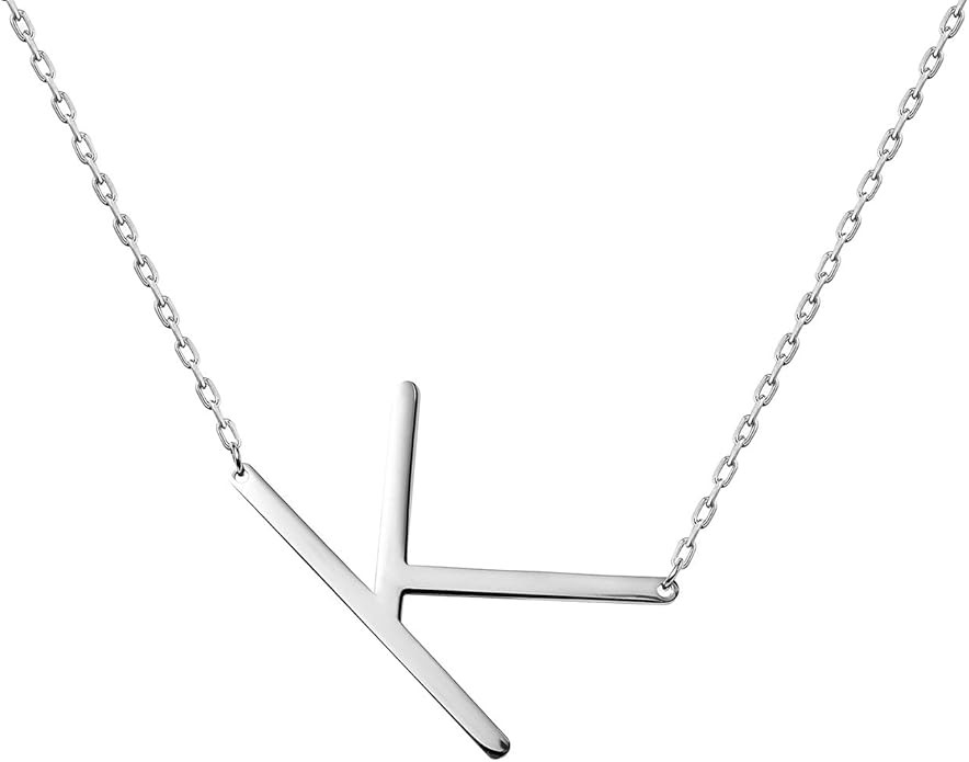 WIGERLON Stainless Steel Initial Letters Necklace for Women Color Gold and Silver from A-Z Letter | Amazon (US)