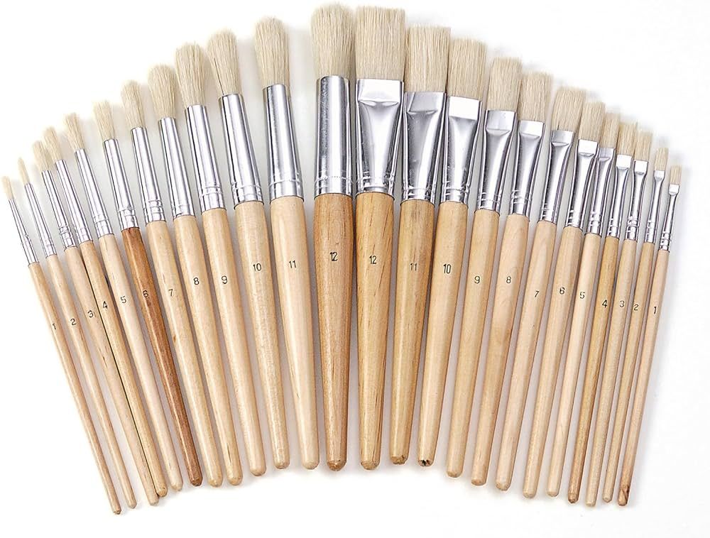 Colorations Easel Paint Brushes, Assorted Sizes, Value Pack, Set of 12 Paint Brushes, Wooden Hand... | Amazon (US)