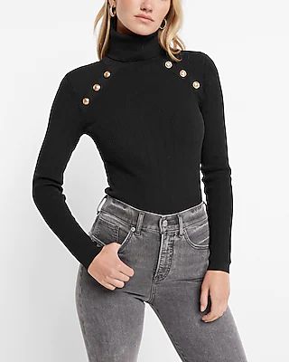 Novelty Button Turtleneck Sweater | Express