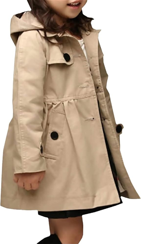 Betusline Little Girls Single Breasted Trench Coat Dress Outerwear, 2-12 Years | Amazon (US)