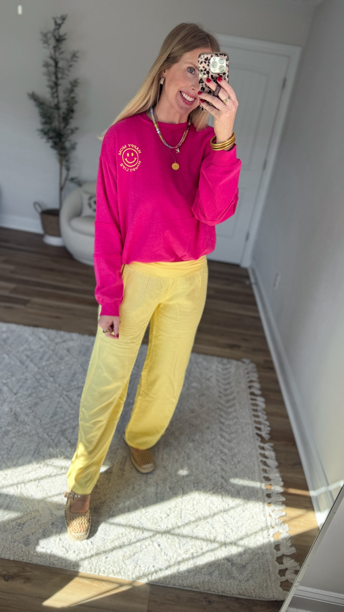 Weekend Walmart Wins try-on
Happy mom sweatshirt- medium 
Yellow linen pants- medium 

#LTKootd #LTKmomlife