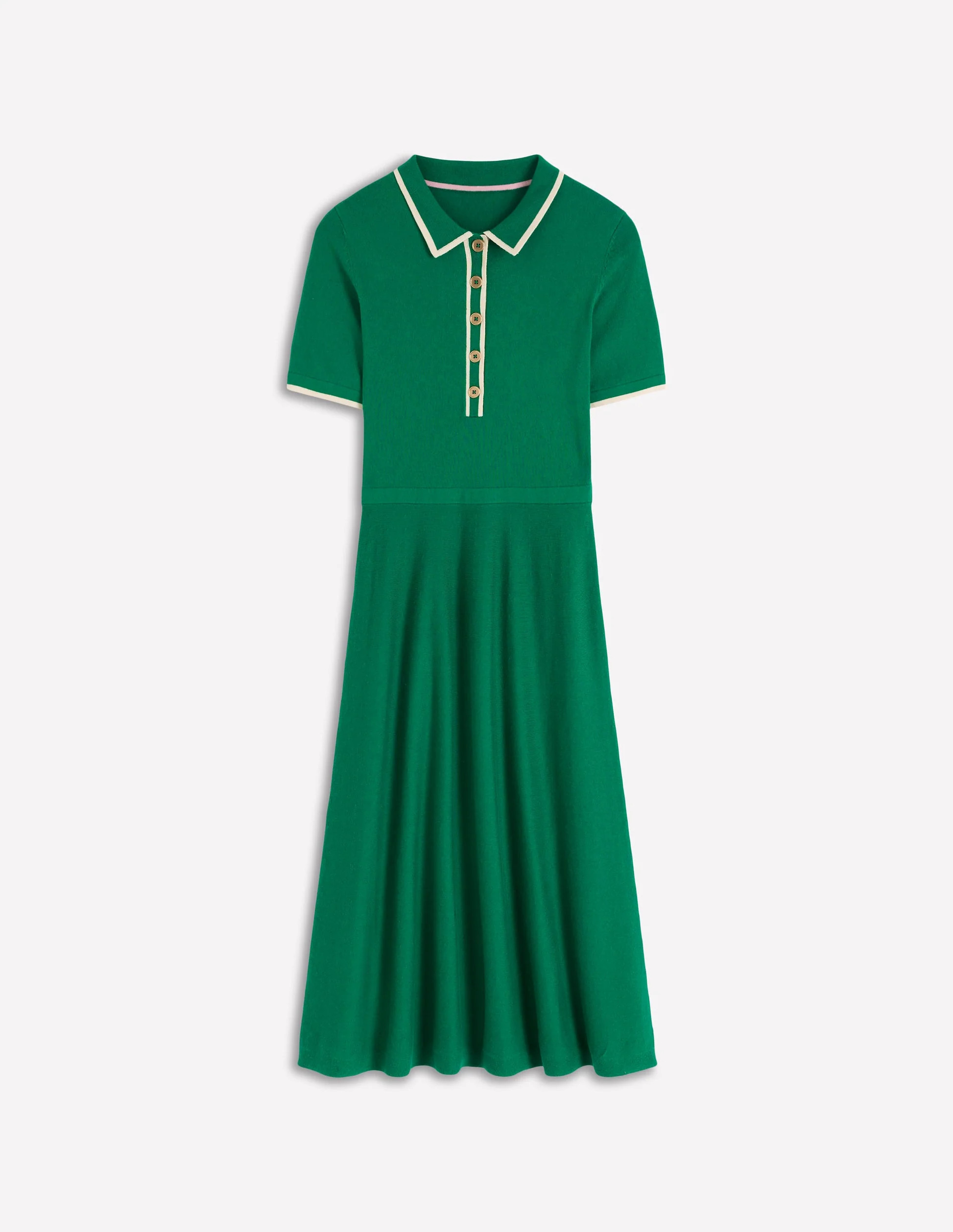 Collared Knitted Midi Dress-Fresh Green | Boden (US)