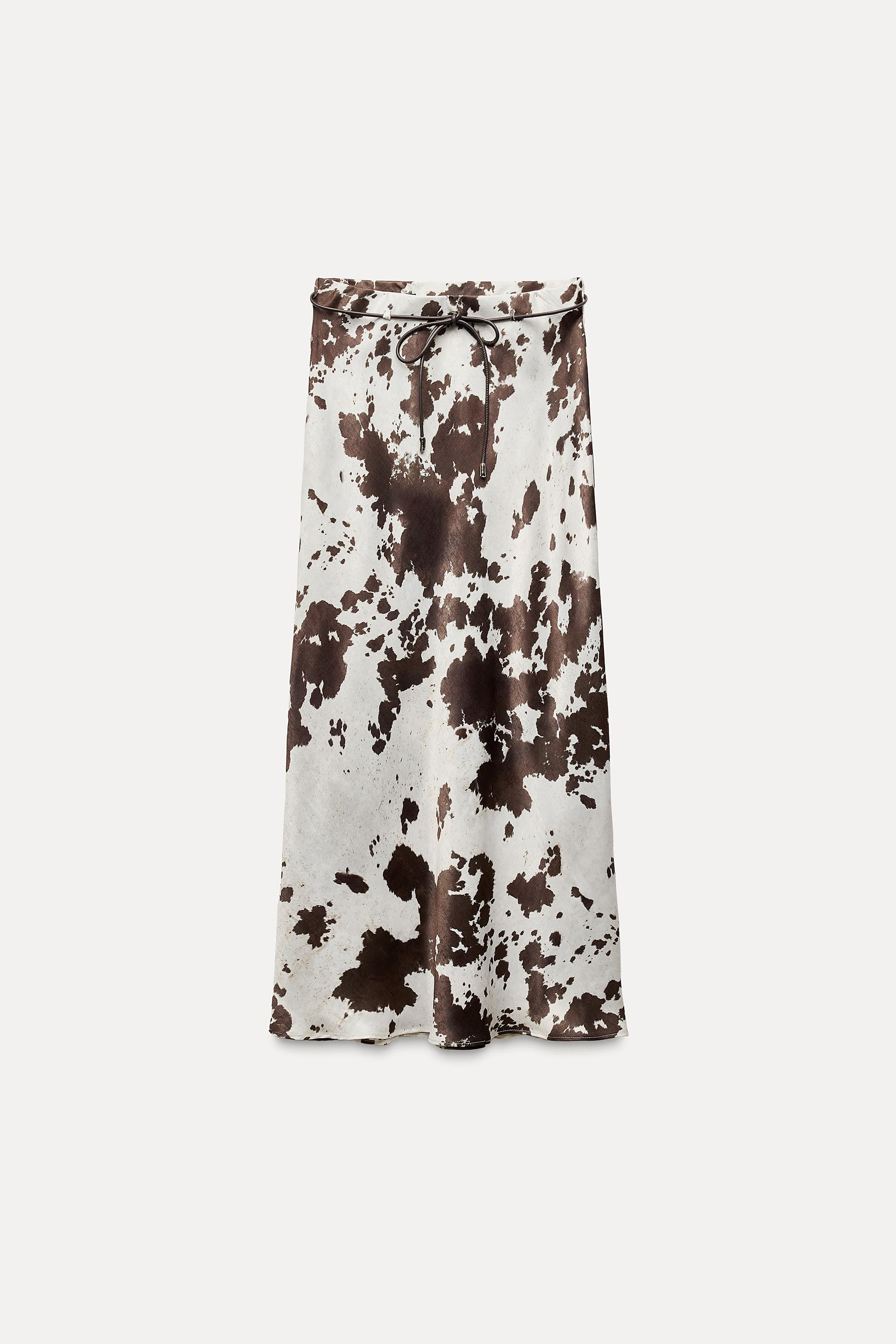ANIMAL PRINT SATIN EFFECT MIDI SKIRT | Zara US