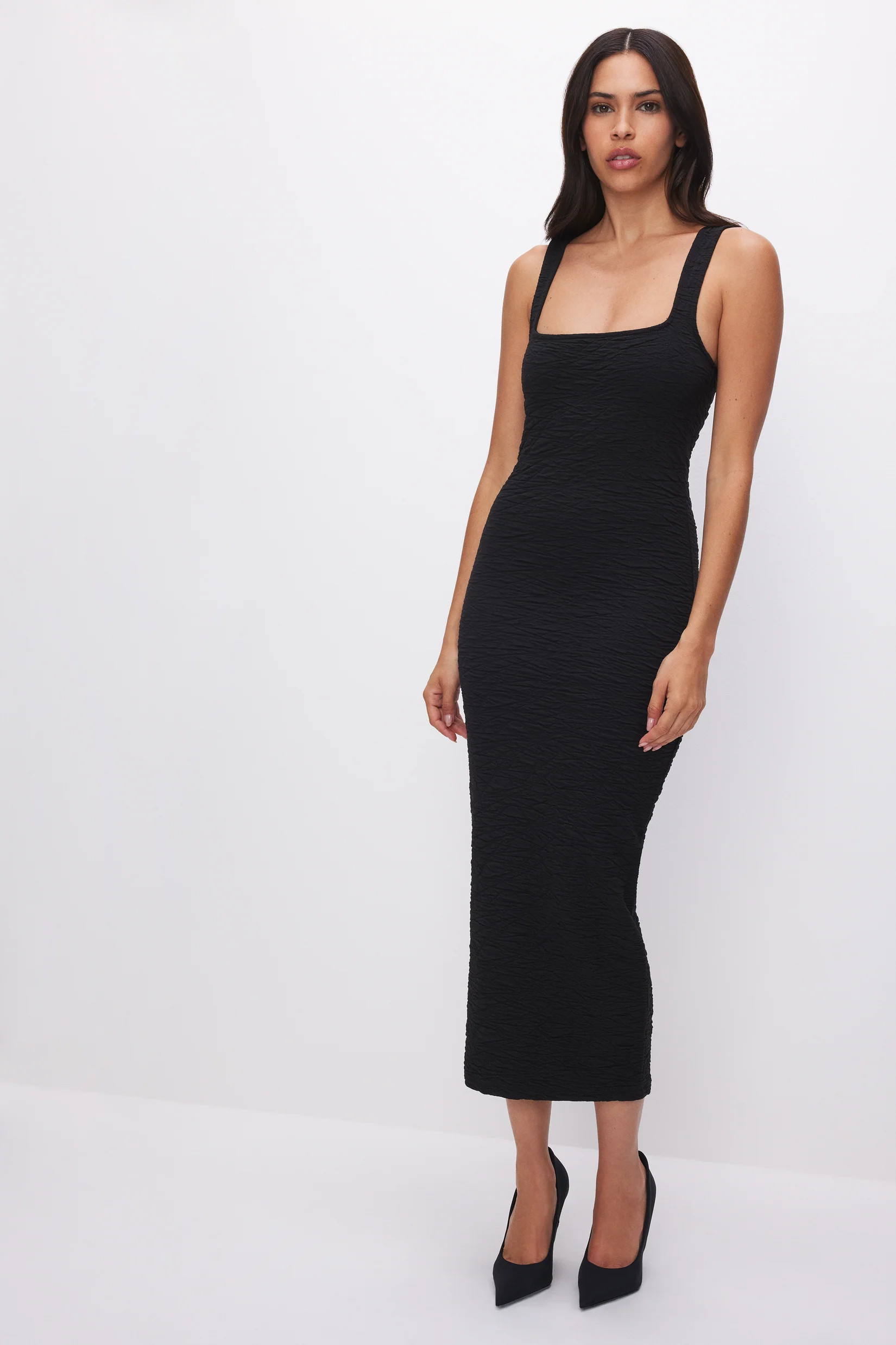 SCRUNCHIE MIDI DRESS | Good American