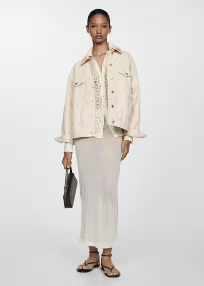 MANGO - Oversize denim jacket off white - M - Women | MANGO (US)