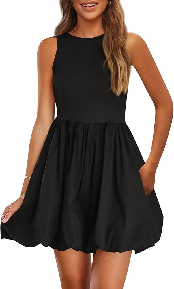 PRETTYGARDEN Summer Dresses for Women 2025 Casual Sleeveless Tank Mini Short Dress Crew Neck Bubb... | Amazon (US)