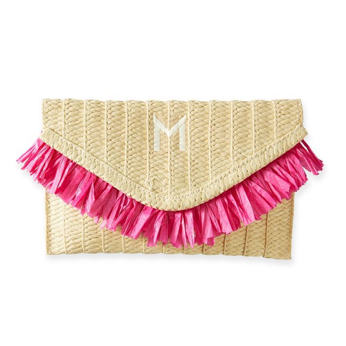 Fringed Clutch, Natural-Orchid Trim | Mark and Graham