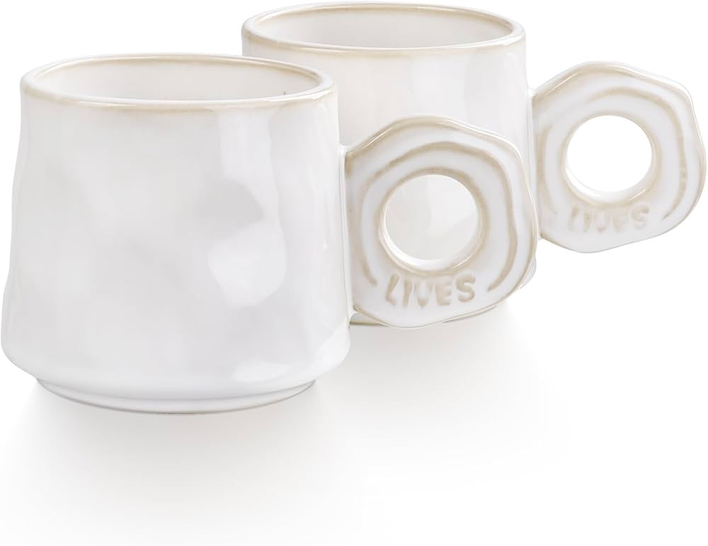 ZEBERBO Ceramic Coffee+Mug Set 13oz Porcelain Coffee Cups Set, Special Glaze Tea Cups Mug with Ha... | Amazon (US)