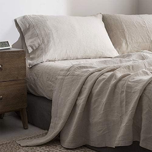Simple&Opulence 100% Washed Linen Sheet Set-Queen Size-Natural France Flax Bed Sheet-4 Pcs Breath... | Amazon (US)