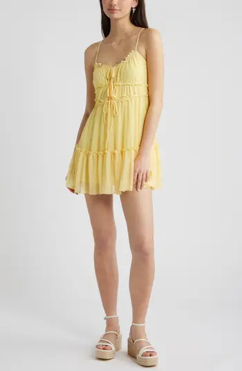 Ruffle Tie Front Tiered Mini SundressBP. | Nordstrom