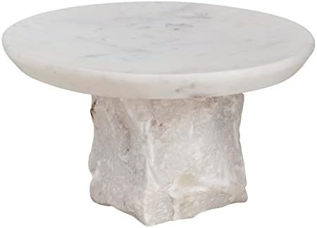 Amazon.com: Bloomingville Round Marble Cutting Board with raw edge pedestal, White, 9"L x 9"W x 5... | Amazon (US)