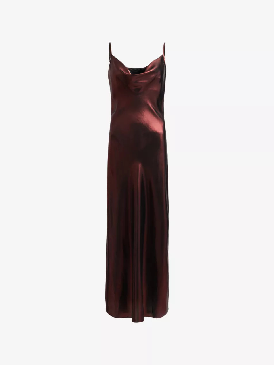Hadley metallic woven midi slip dress | Selfridges
