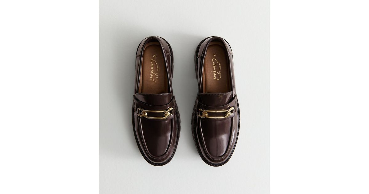 Brown Faux Leather Chain Link Chunky Loafer | New Look | New Look (UK)