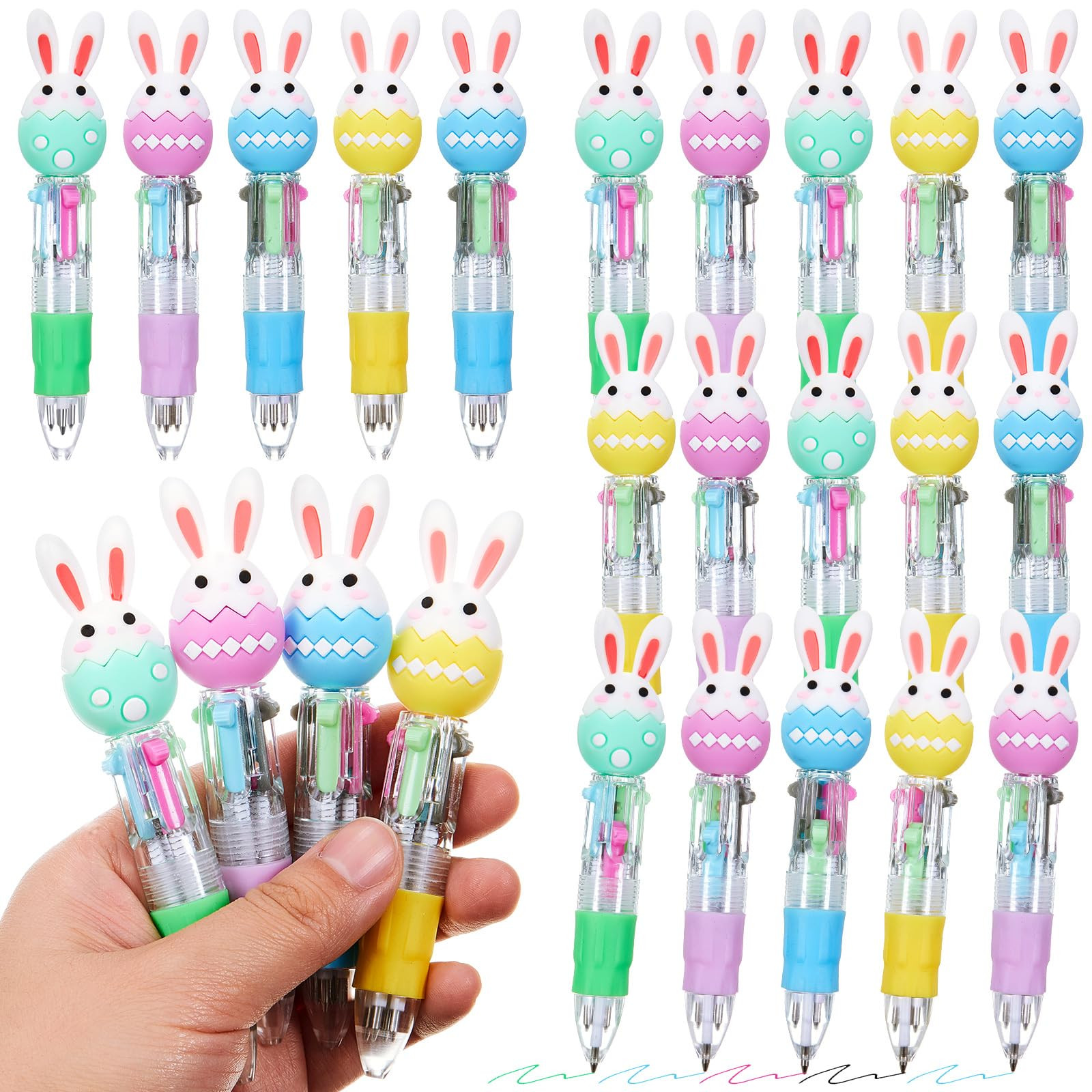 Kosiz 24 Pack Easter Party Favors Pen Multicolor 4 in 1 0.5mm Ballpoint Pen for Party Prizes Nove... | Amazon (US)