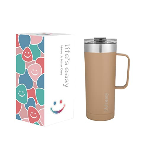 Life's Easy - Stainless Steel Mug with Handle, Vacuum Insulated Mug for Hot and Cold Drink, Leak-... | Amazon (US)
