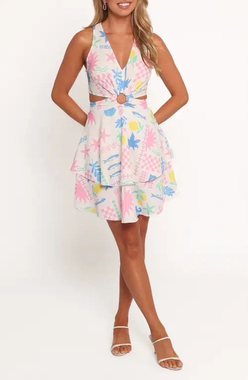 Petal & Pup Freda Cutout Minidress in White Multi at Nordstrom, Size Small | Nordstrom